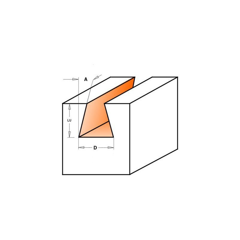 Mèche à queue d'aronde - CMT 91809511 - Ø 9,5 x l 9,5 x L 52,5 mm Mèche à queue d'aronde - CMT 91809511 - Ø 9,5 x l 9,5 x L 52,5 mm
