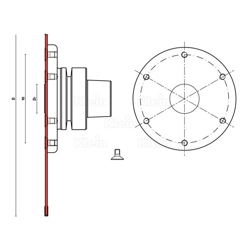 Mandrin porte lame - KLEIN T128.160.R -  HSK63F - h 40 mm - als 30 mm