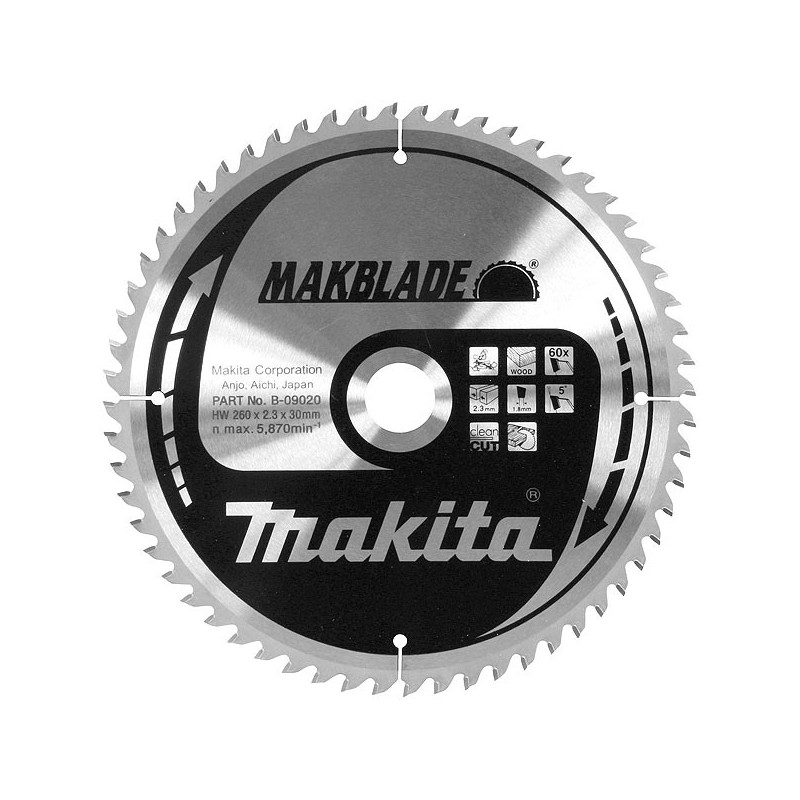 Lame carbure - MAKITA B-32801 - Ø 260x2,3/1,8x30 Z60ALT