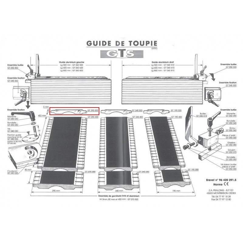 Guide Alu de protection - ELBE GT290003 - ép 3 mm x L 290 mm