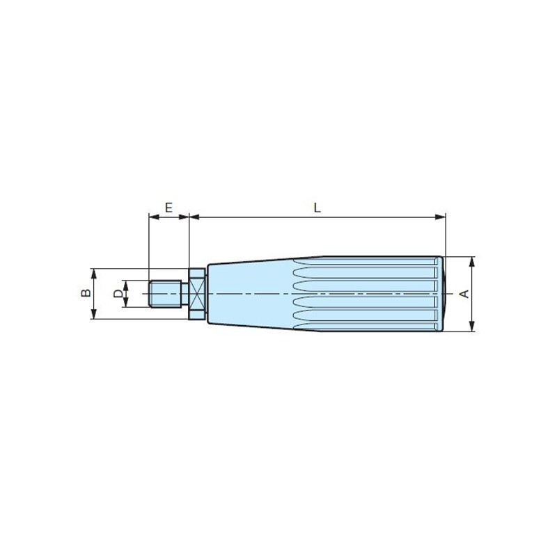 Poignée droite filetée - APAAX 6347015 -  M12 x L 96 mm - Ø 28 mm