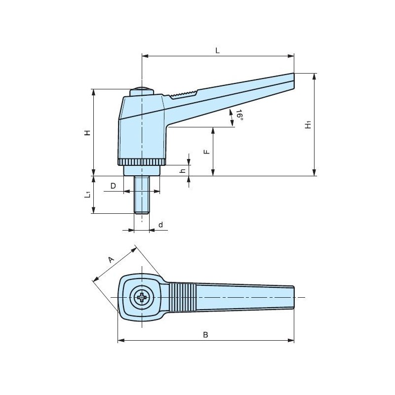 Poignée débrayable filetée - APAAX 6357750 - M12 x L 50 mm - plastique