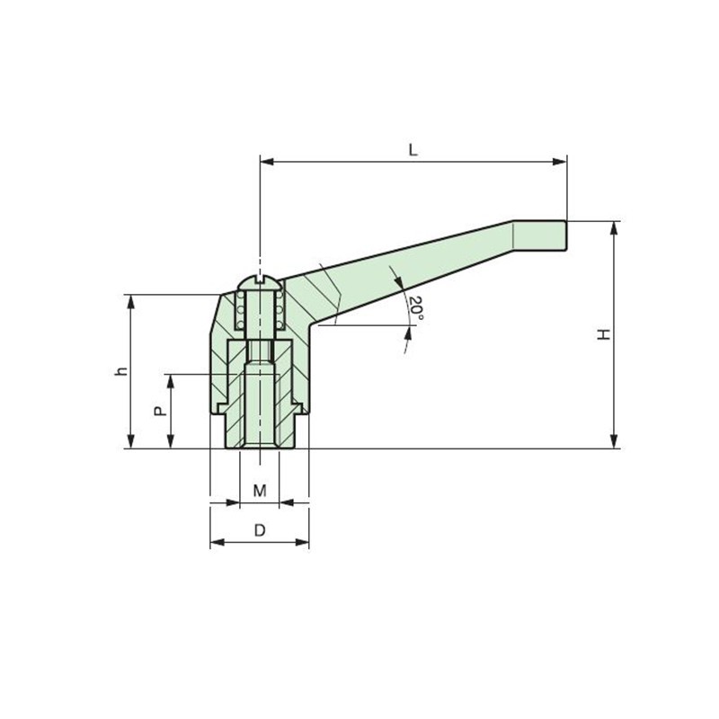 Poignée débrayable taraudée - APAAX 7740065 - M14 - métal Poignée débrayable taraudée - APAAX 7740065 - M14 - métal
