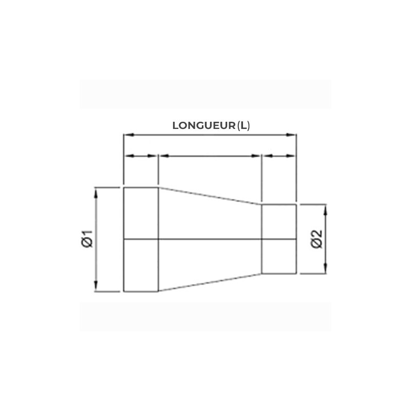 Cône de réduction bords lisses - Ø 122 Int. / 120 Flex. - L 160 mm