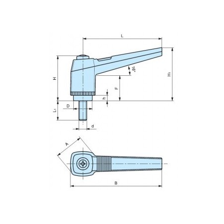 Poignée débrayable filetée - APAAX 635564 - M6 x L 20 mm - plastique