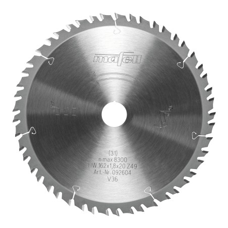 Lame de scie GT, 162 x 1,2/1,8 x 20 mm, Z49-7, 6WZ/FZ, pour coupes fines  dans le bois, panneaux