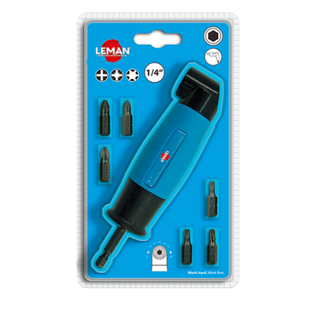 Renvoi d'angle 90°- LEMAN 56007- Pour perceuses et visseuses - Douille magnétique + 6 embouts