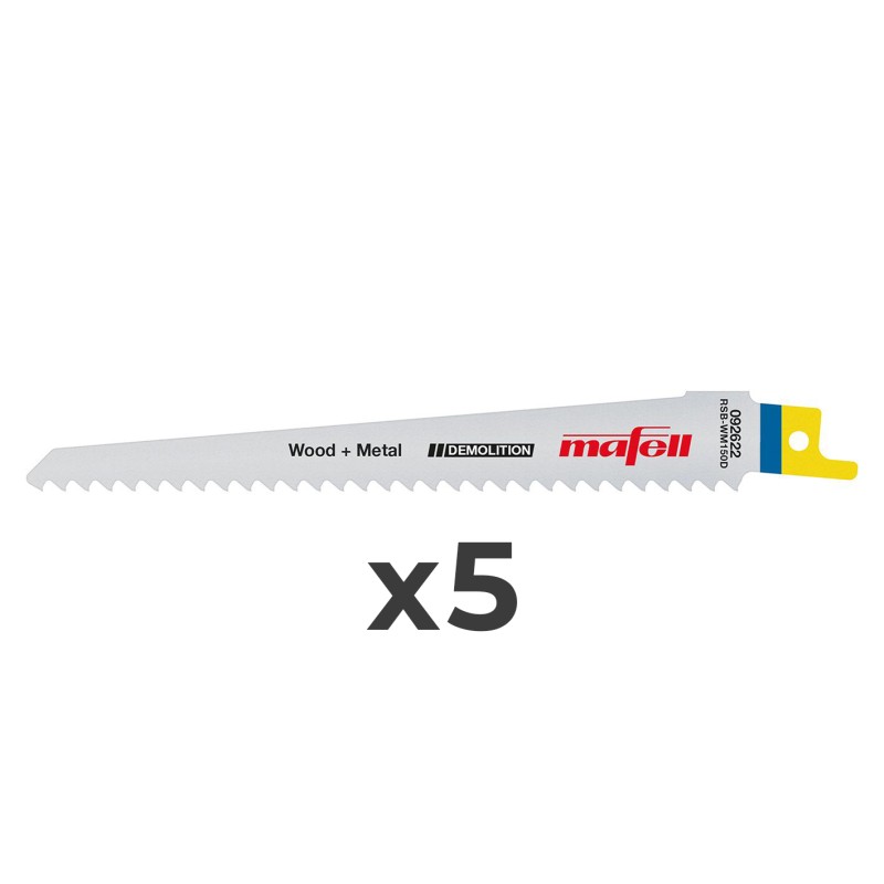 Lame de scie sabre - MAFELL 092622 - RSB-WM150 - bois + métal - 5 lames