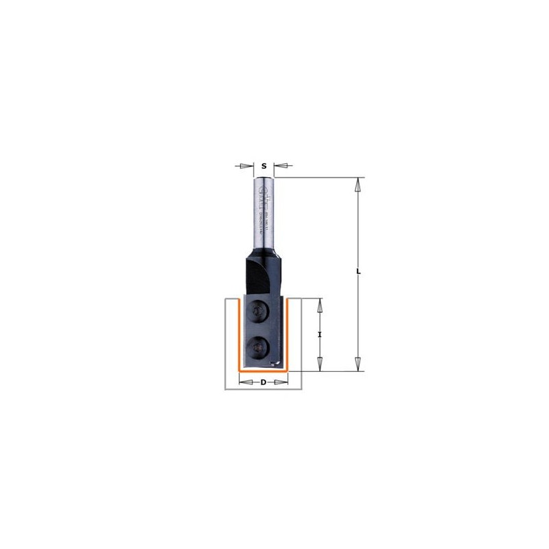 Mèche à rainurer à plaquettes CMT 65416011 Ø 16 x l 28 x L 76 mm Q8