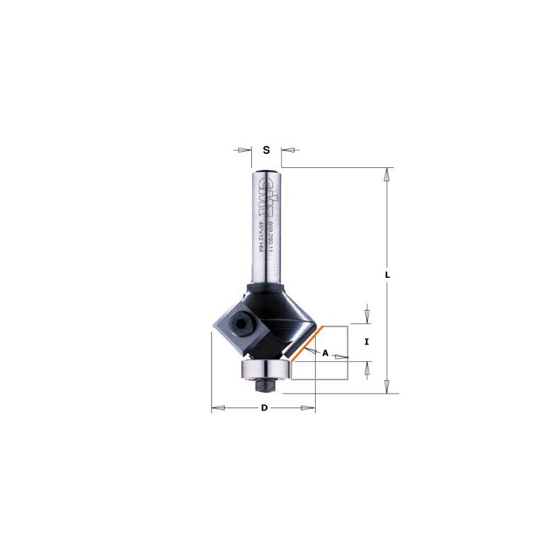 Mèche à chanfrein à plaquettes - CMT 65904511 - 45° - Q8