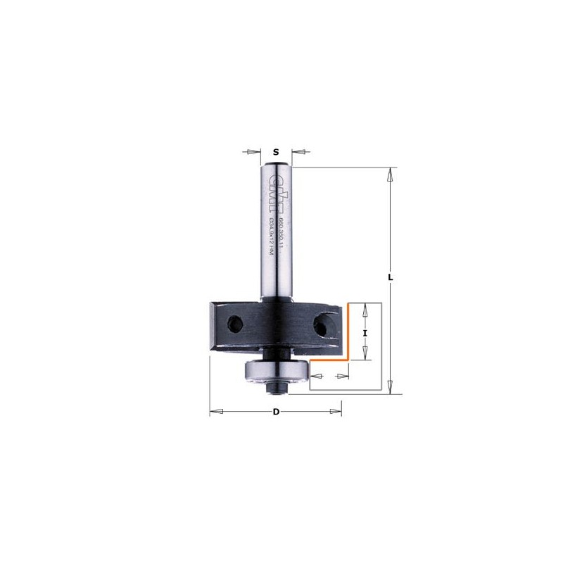 Fraise à feuillurer à plaquettes - CMT 66035011 - Ø 34,9 x I 12 x L 55 mm - Q8