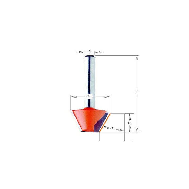 Mèche à chanfrein - CMT 90524011 - 45° - Ø 25 x I 8 x L 41 mm - Q8