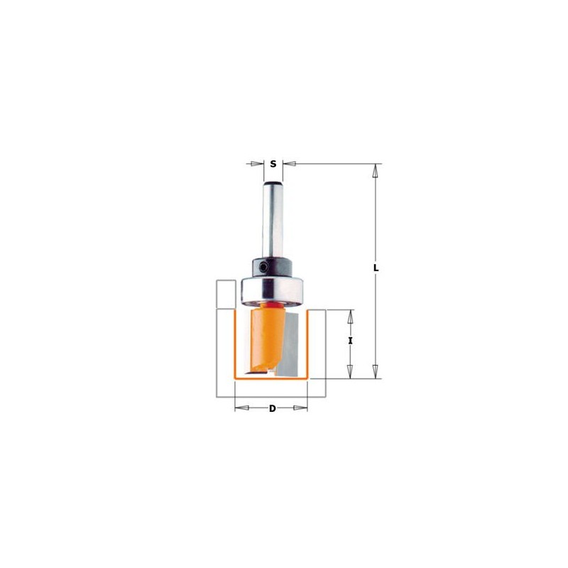 Mèche à défoncer - CMT 91122011B Ø 22 x I 20 x L 57 mm - Q8 - roulement