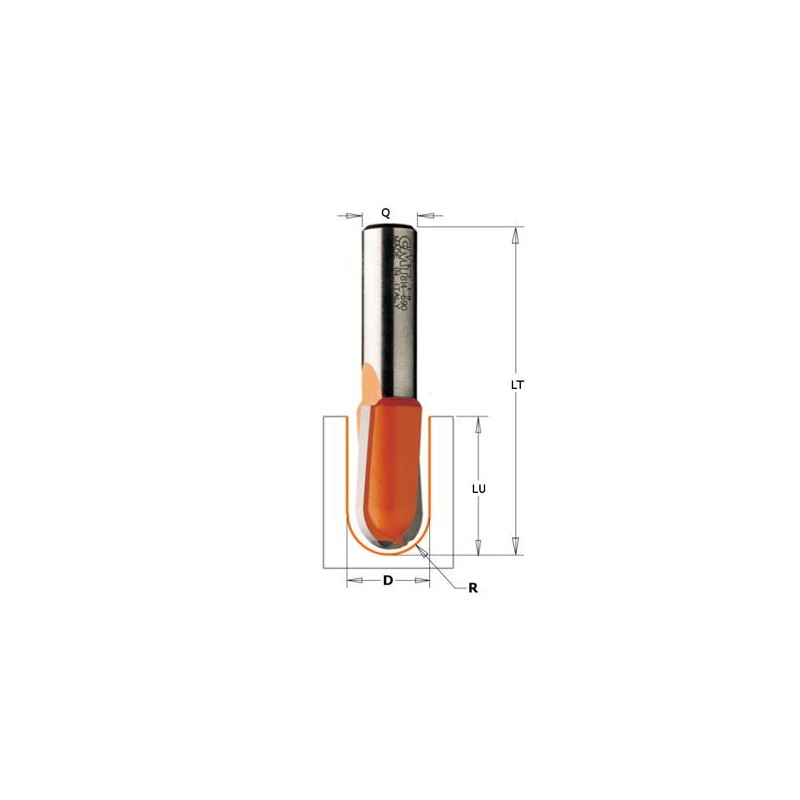 Mèche à gorge - CMT 91406011 - r 3 mm - Ø 6 x l 12,7 x L 50,8 mm - Q8