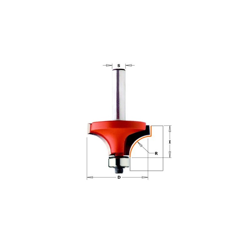 Mèche 1/4 de rond - CMT 93899011 - r 19 mm - Ø 50,8 x I 25,4 mm - Q12