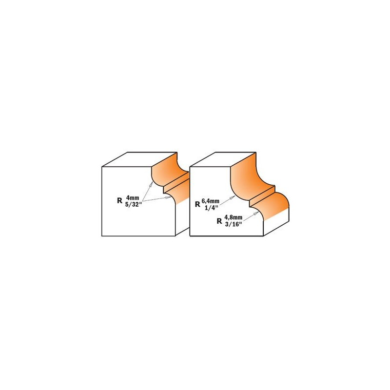 Fraise à moulure - CMT 94428711 - r 4 mm - Ø 28,7 x l 13 mm - Q8