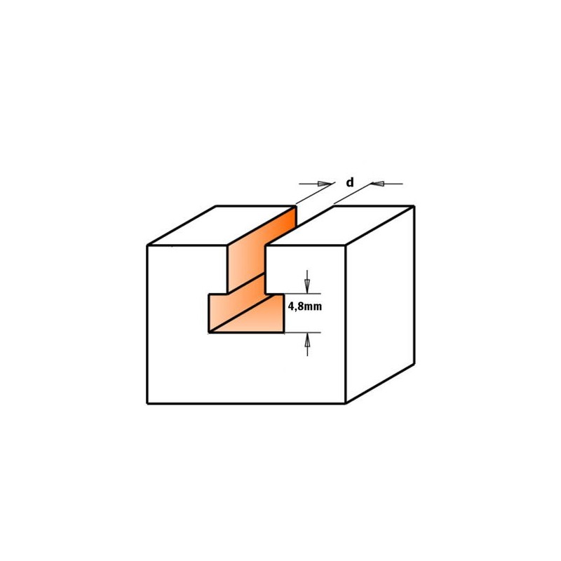 Mèche profil en T - CMT 95000111 - Ø 9,5/4,8 x l 11 x L 54 mm - Q8