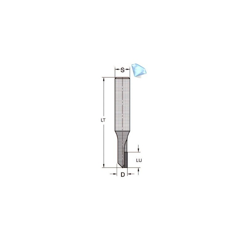 Mèche à défoncer - ELBE DIA0615706 - Ø 6 x l 15 x L 70 mm - Z1 - Q6