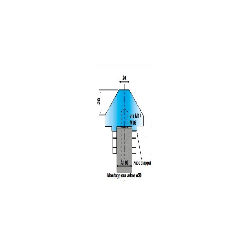 Porte-outils - LEMAN 075.45.30 - coupe d'onglet 45° - vis M14