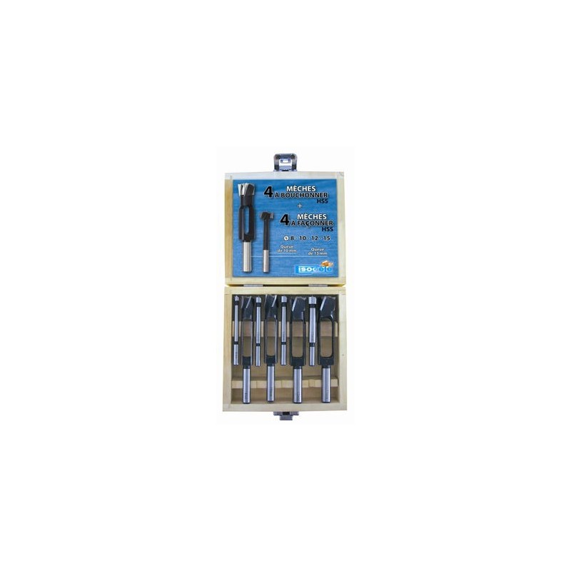 Coffret 4 mèches à bouchonner - LEMAN 210.500.08 - Ø 8 à 15 mm