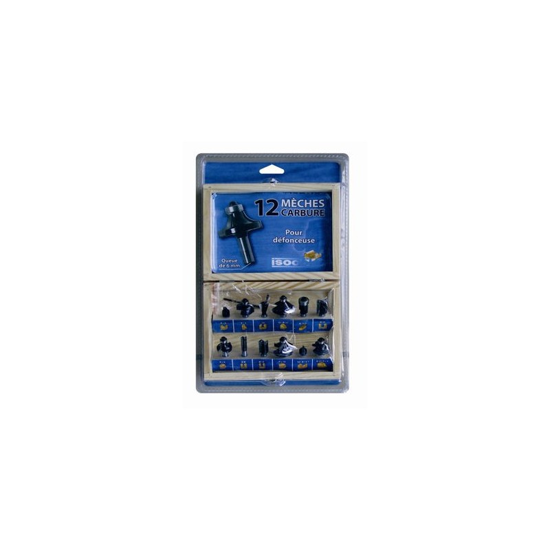 Coffret 12 mèches à défoncer - LEMAN 416.700.12 - queue de 6