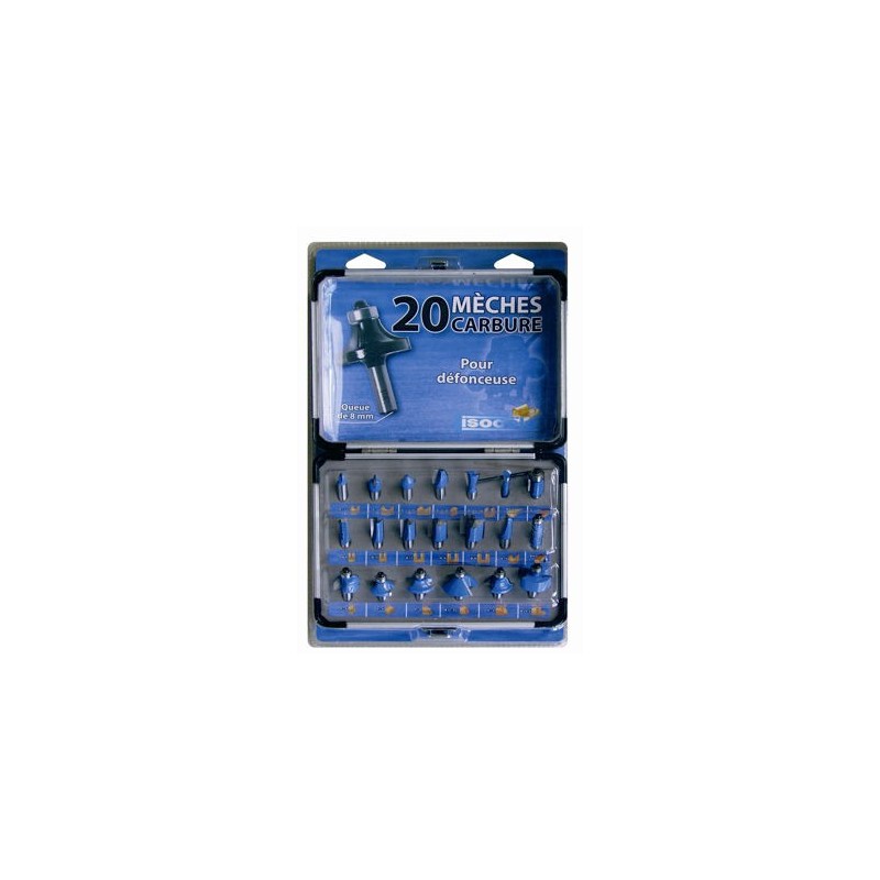 Coffret de 20 mèches à défoncer - LEMAN 428.700.20 - assortiment - Q8