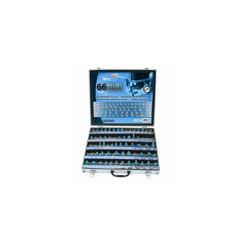 Coffret de 66 mèches à défoncer - LEMAN 428.700.66 - assortiment - Queue de 8