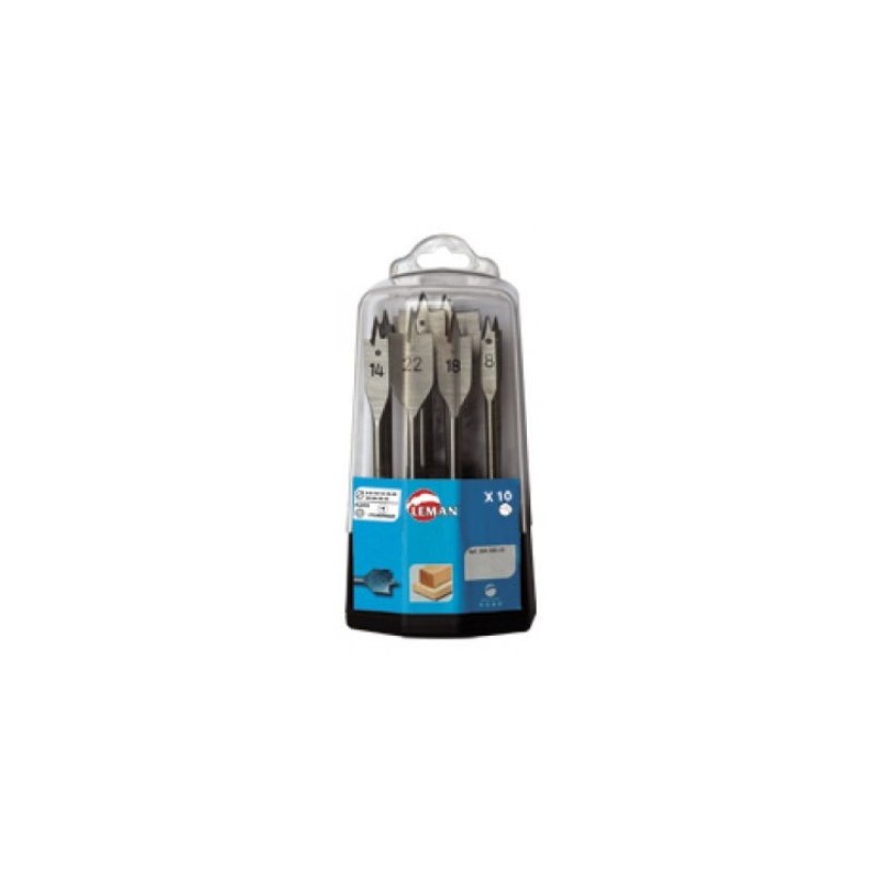 Coffret 10 mèches plates - LEMAN 304.500.10 - acier - QHEX