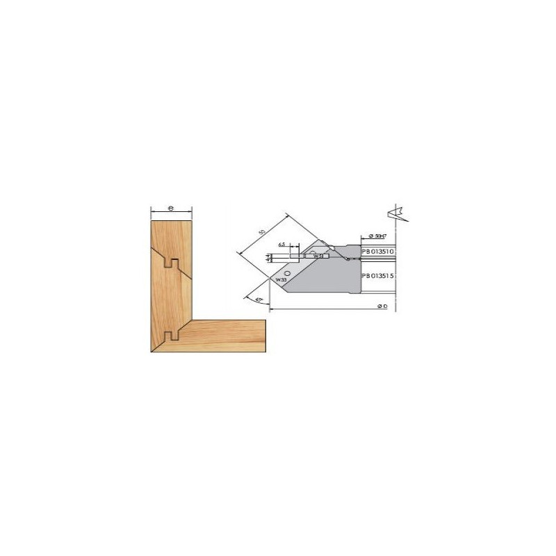 Porte-outils - ELBE PB013505 - bouvetage d'angle - Ø 182x12/35x50 mm
